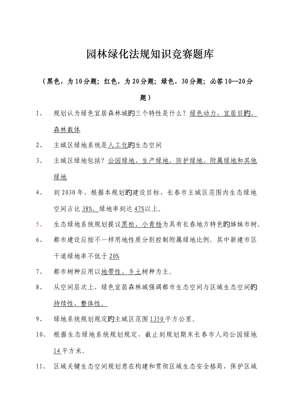 2025年园林绿化法规知识竞赛题库_第1页