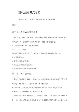 2025年国际法知识点总结
