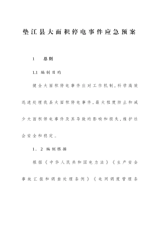 2025年垫江大面积停电事件应急预案