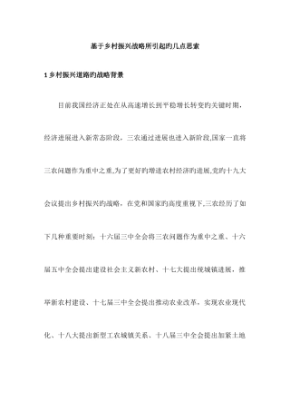 2025年基于乡村振兴战略所引发的几点思考