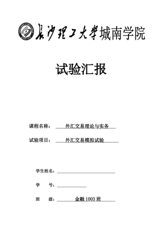 2025年外汇交易模拟实验报告