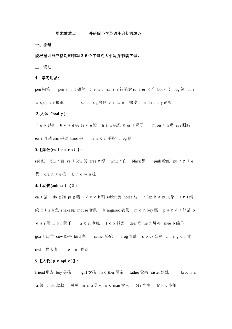 2025年外研版小升初复习资料_第1页