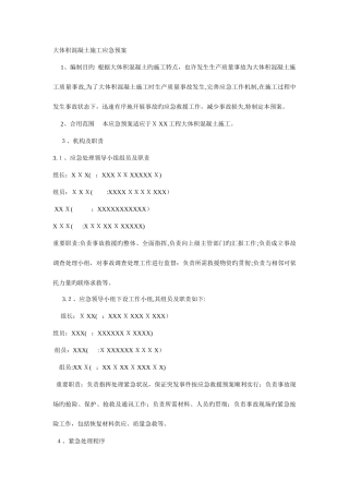 2025年大体积混凝土施工应急预案
