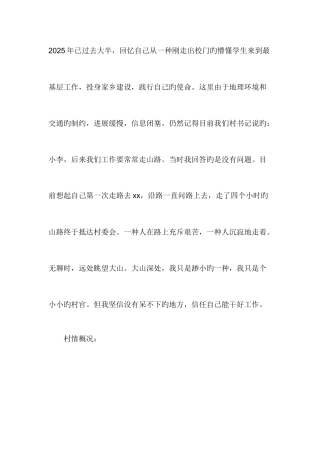 2025年大学生村官工作总结及计划
