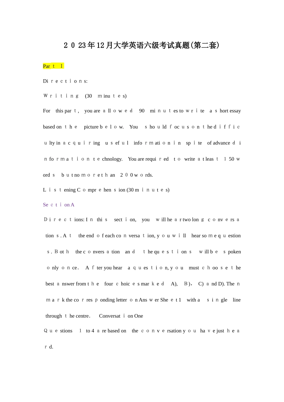 2025年大学英语六级考试真题_第1页