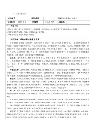 2025年大肠杆菌生长曲线实验报告