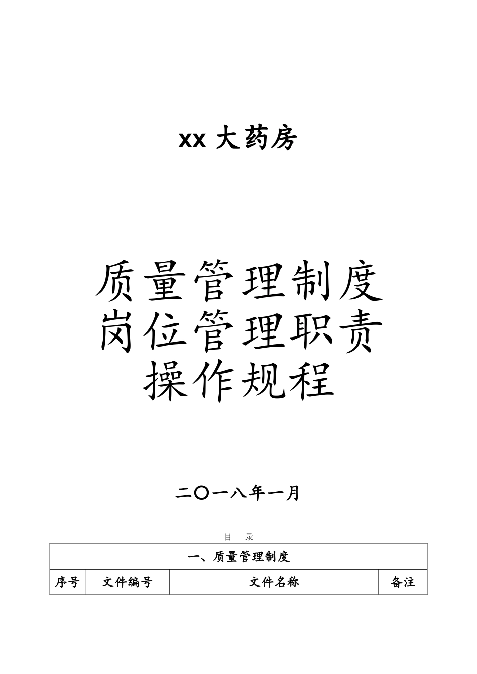 2025年大药房质量管理制度、岗位职责、操作规程等_第1页