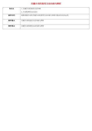 2025年天津学大教育信息咨询有限公司中考英语专题复习核心介词的用法归纳与辨析教案