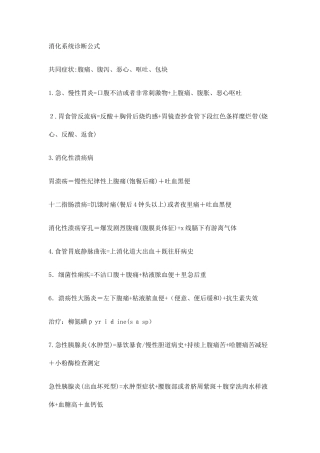 2025年实习同学必背医学各大系统重点精华总结诊断公式辅助检查治疗原则