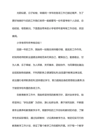 2025年小学教师年终考核总结