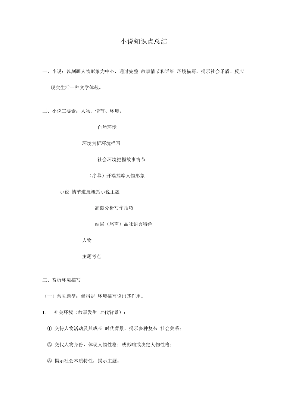 2025年小说知识点总结_第1页