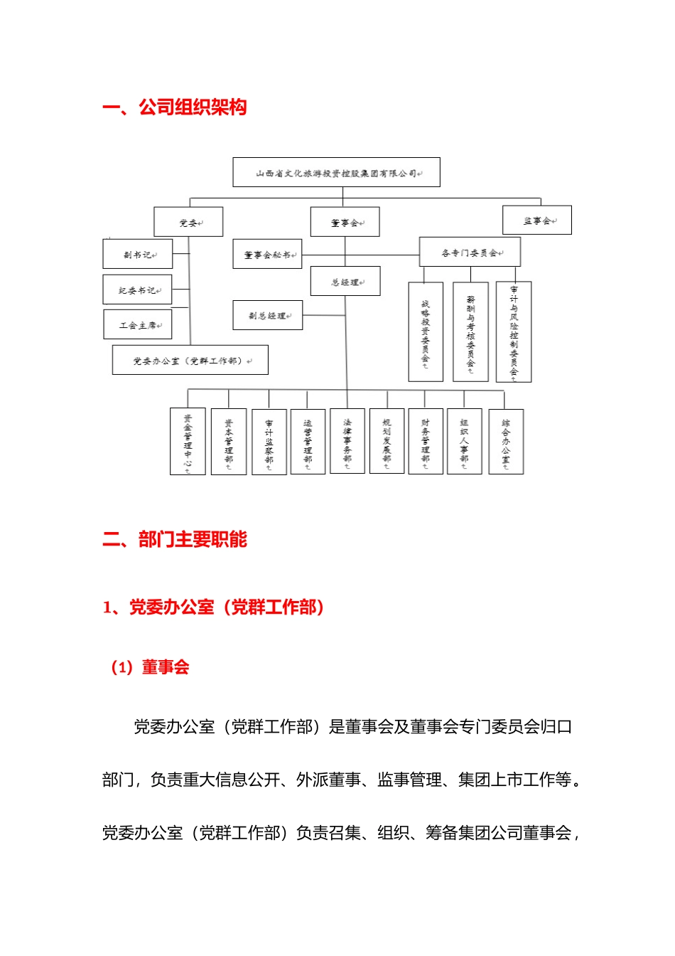 2025年山西省文化旅游投资控股集团公司组织架构和部门职能_第3页