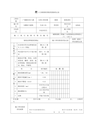 2025年市政道路工程表格全套