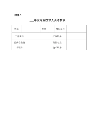 2025年度专业技术人员考核表