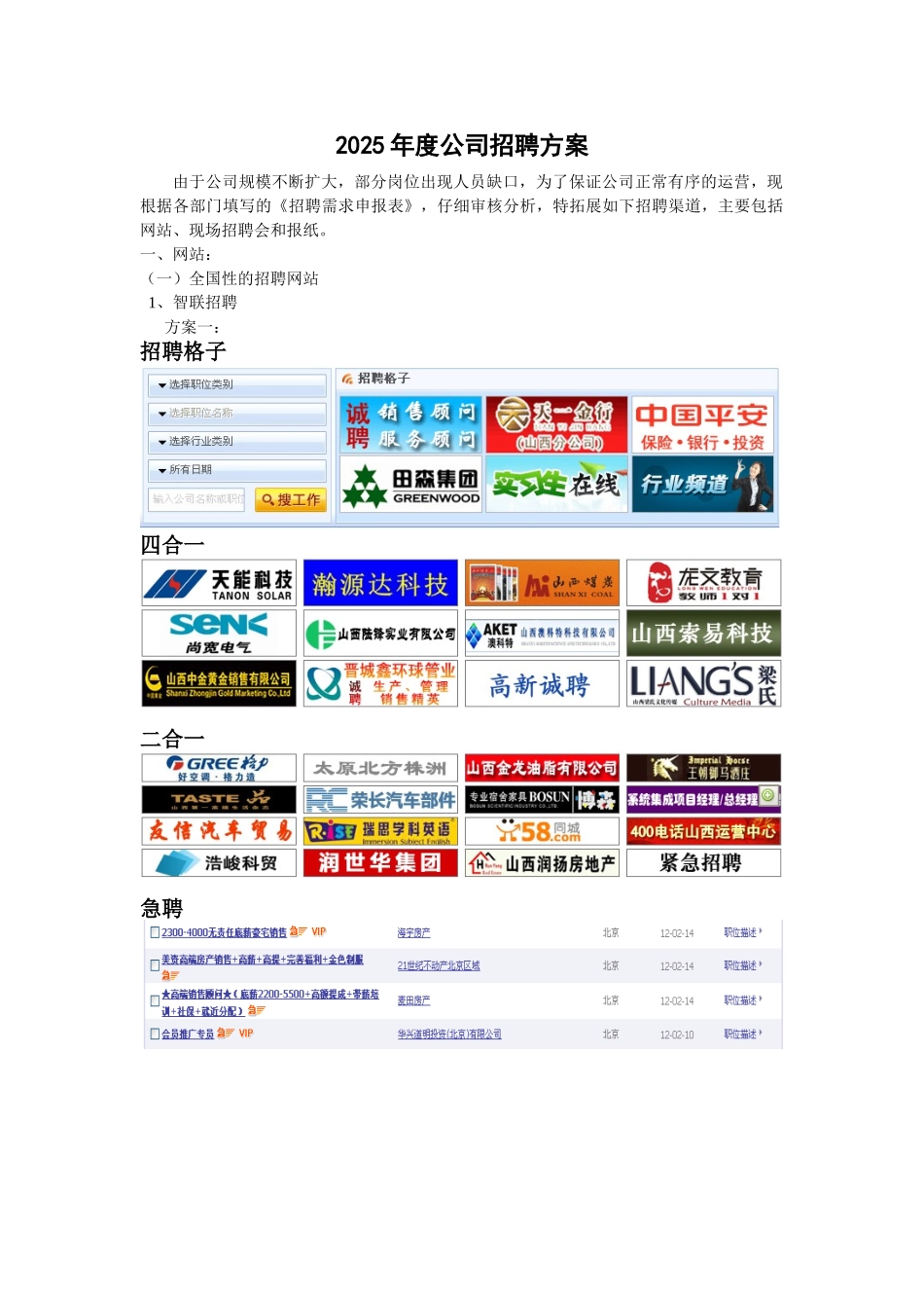 2025年度公司招聘渠道拓展计划_第1页