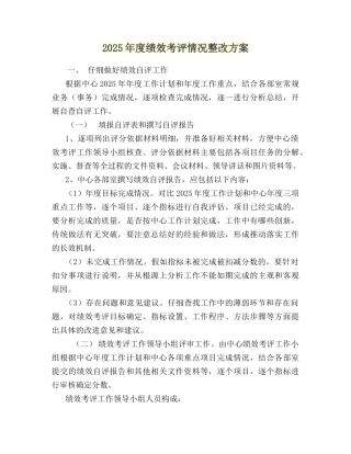 2025年度绩效考评情况整改方案