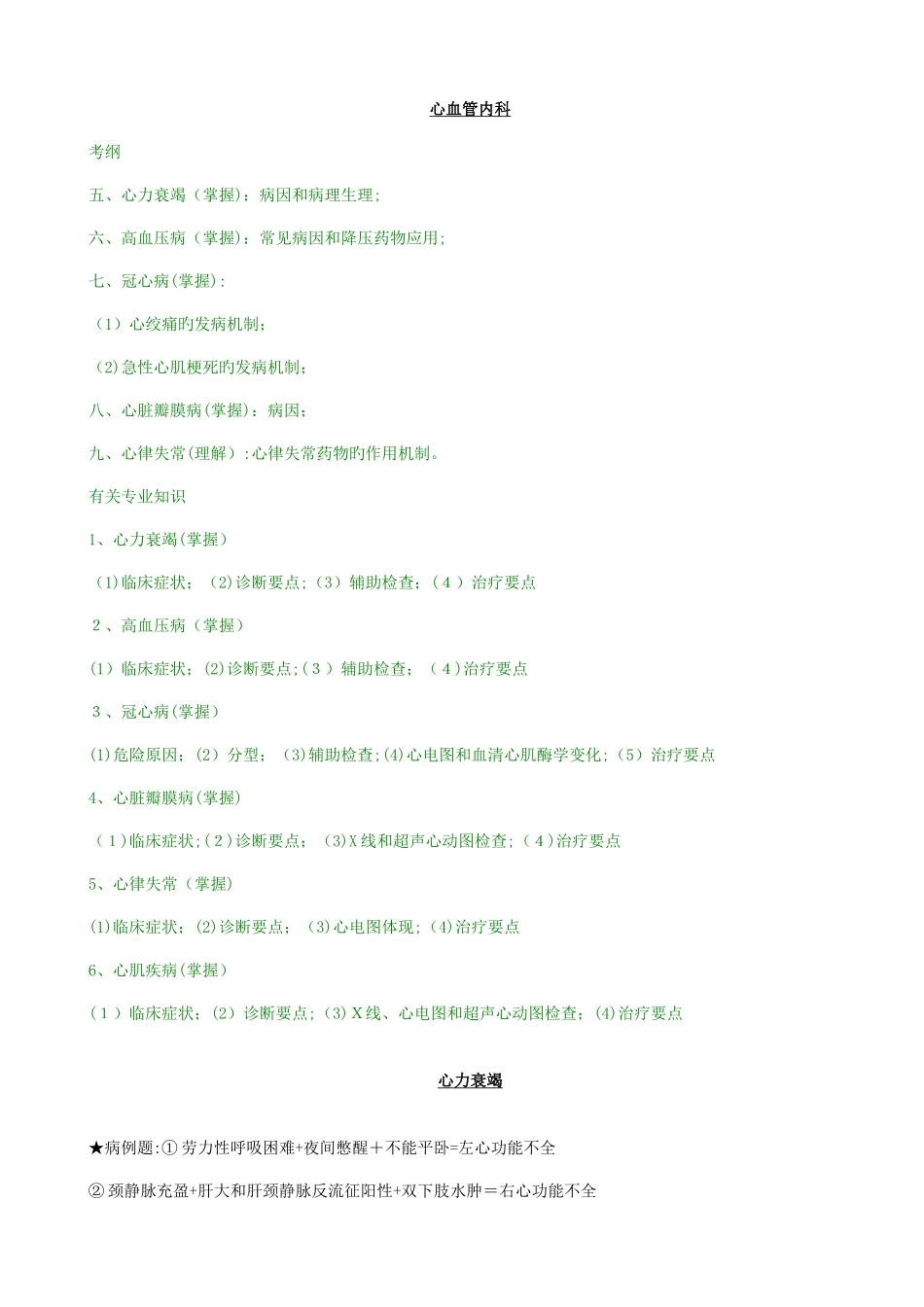 2025年心内科主治医师考试整理资料_第1页