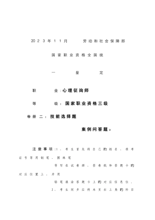 2025年心理咨询师三级技能