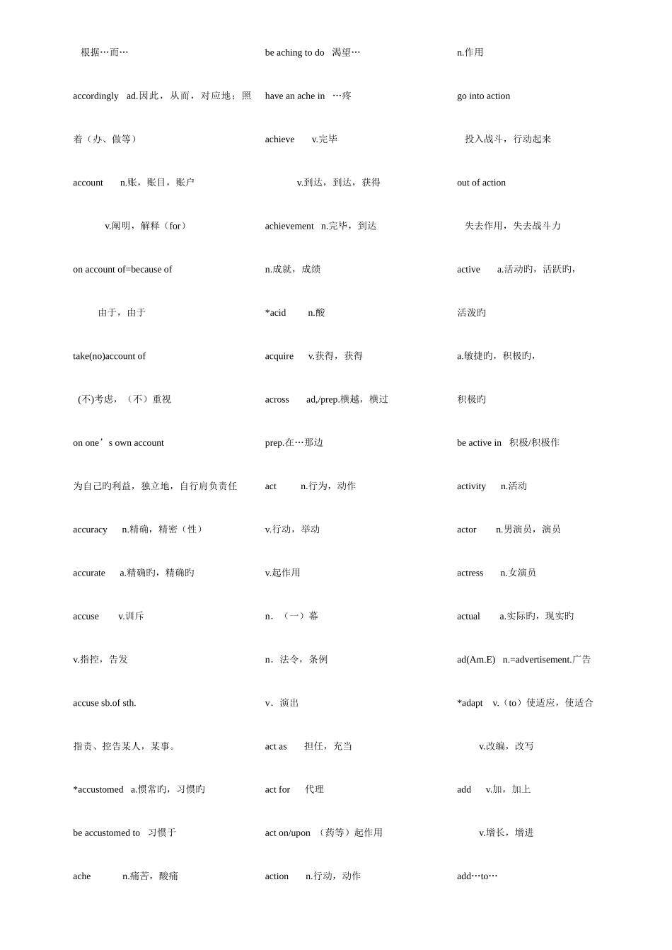 2025年成人本科生学士学位英语课程词汇表短语表A_第2页