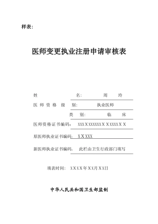 2025年执业医师注册变更申请表填表说明