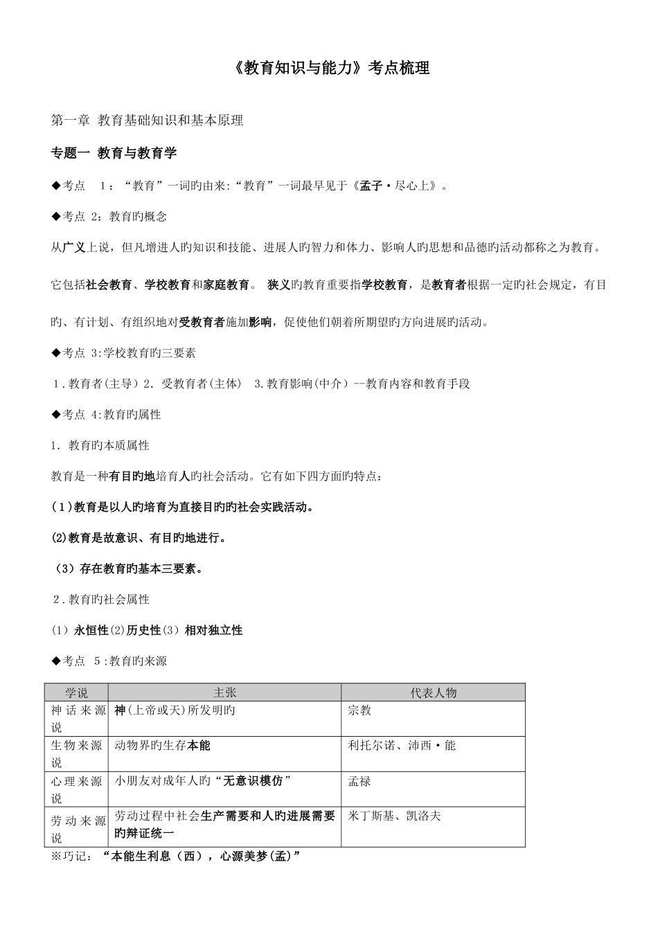 2025年教师招聘考试教育学心理学知识点整理_第1页