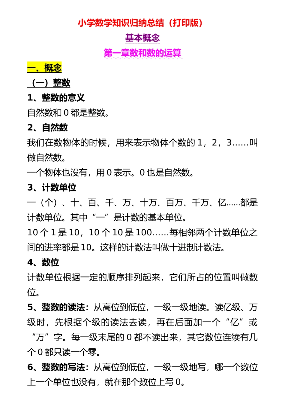 2025年整理小学数学知识点归纳汇总_第2页