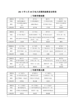 2025年日电大授课班级教室安排表