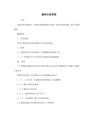 2025年暴雨应急预案