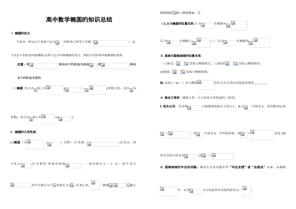 2025年最全圆锥曲线知识点总结_第1页