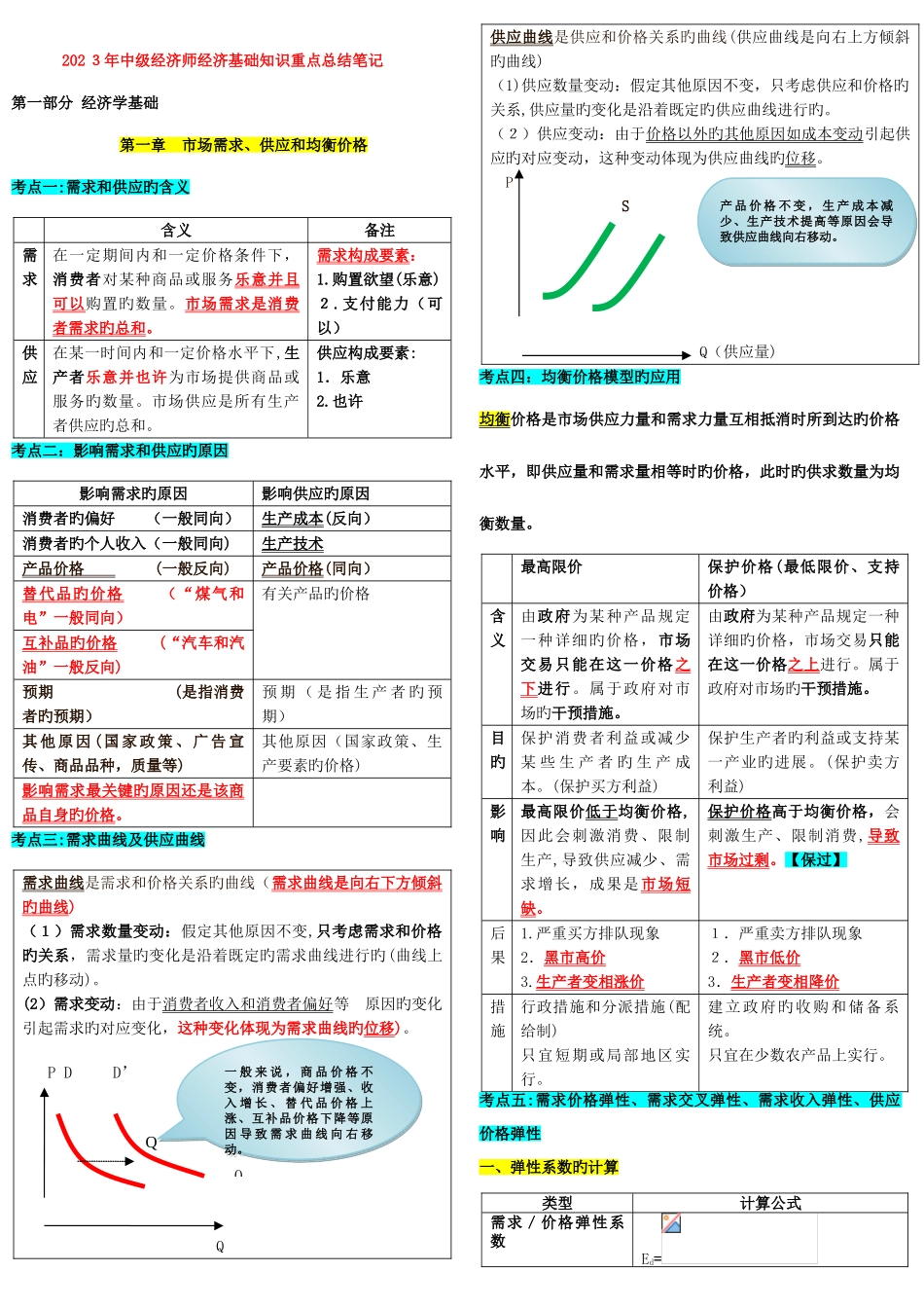 2025年最新版教材中级经济师经济基础知识重点总结_第1页