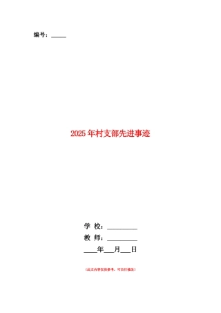 2025年村支部先进事迹