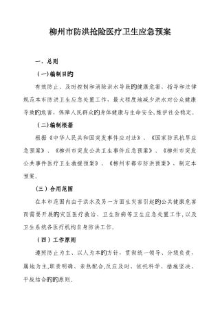 2025年柳州市防洪抢险医疗卫生应急预案