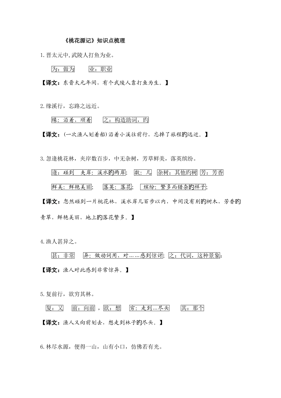 2025年桃花源记知识点梳理_第1页