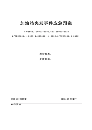 2025年模板加油站应急预案