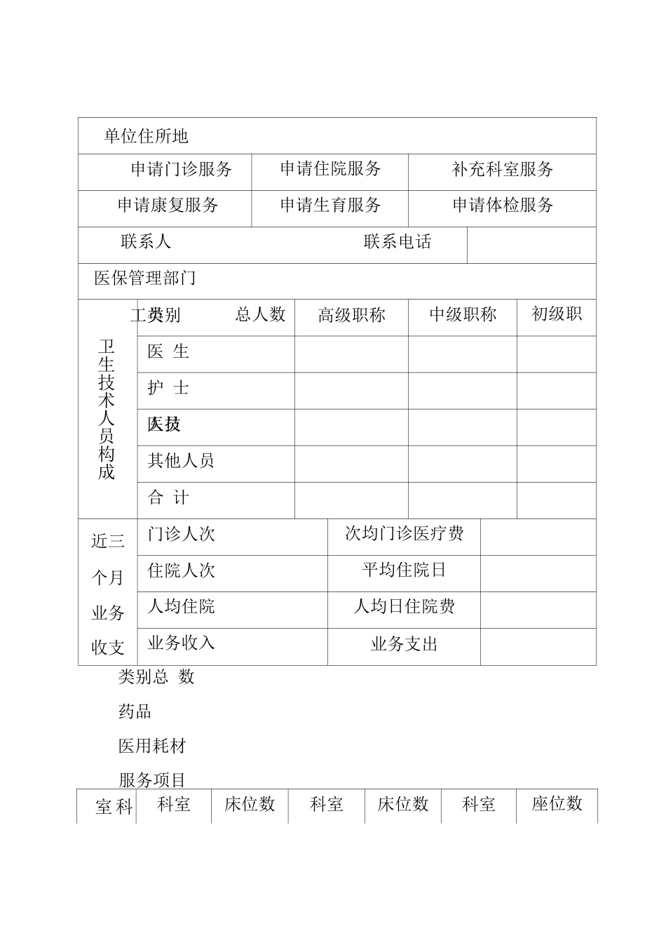 2025年河南省定点医疗机构申请表_第2页