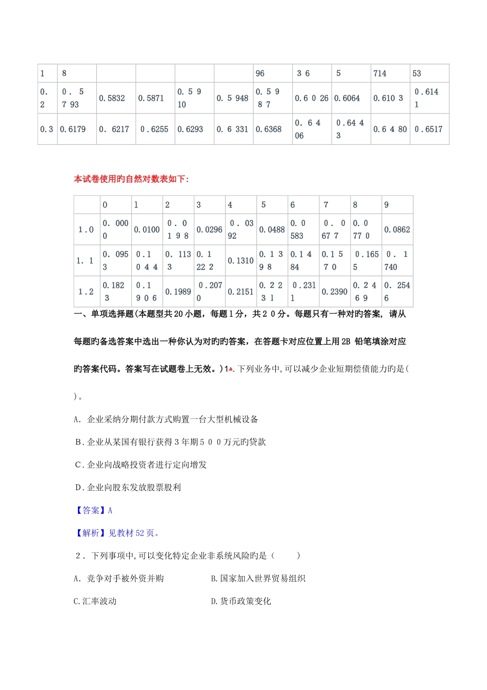 2025年注册会计师新制度财务成本管理考试试题及参考答案_第2页