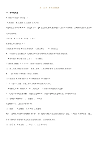 2025年注册助理安全工程师矿山安全技术