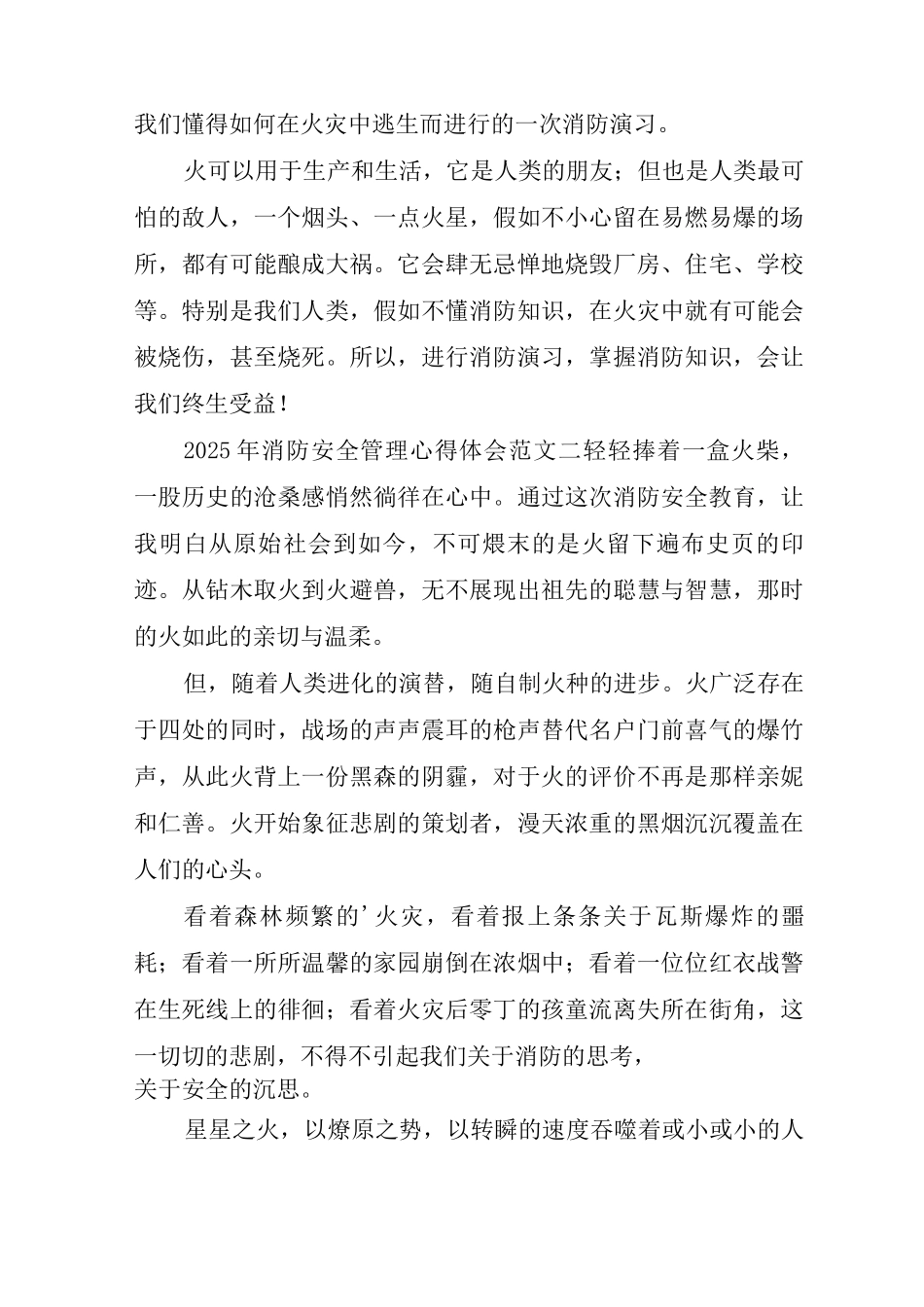 2025年消防安全管理心得体会经典优质范文_第2页