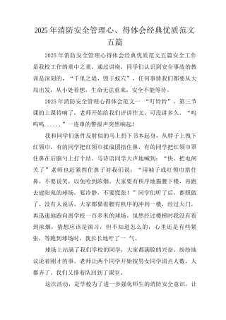 2025年消防安全管理心得体会经典优质范文