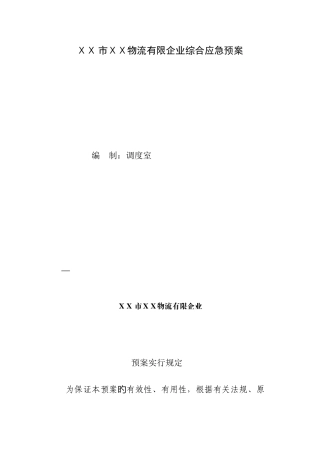 2025年物流有限公司综合应急预案
