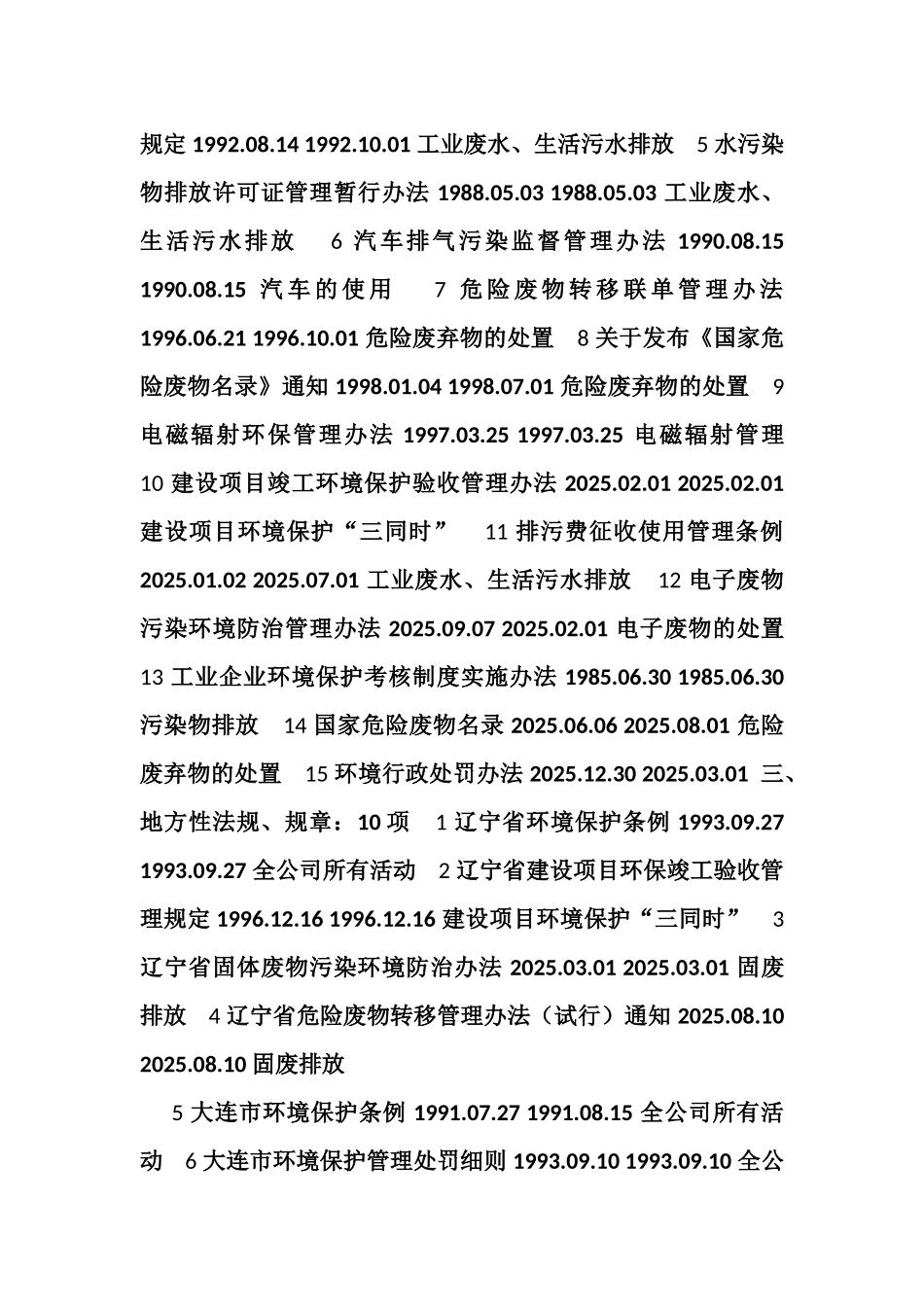 2025年环境与职业健康安全法律、法规和其他要求清单_第2页