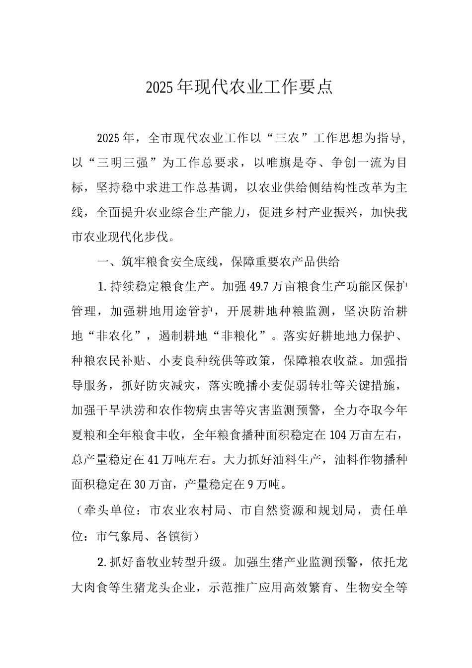 2025年现代农业工作要点_第1页