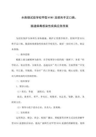 2025年甲型流感和手足口病应急预案