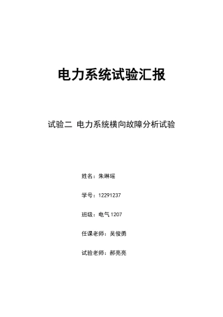 2025年电力系统实验报告