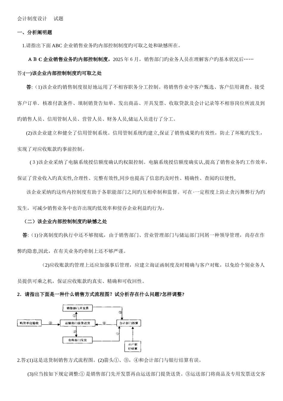 2025年电大会计制度设计考试总结_第1页