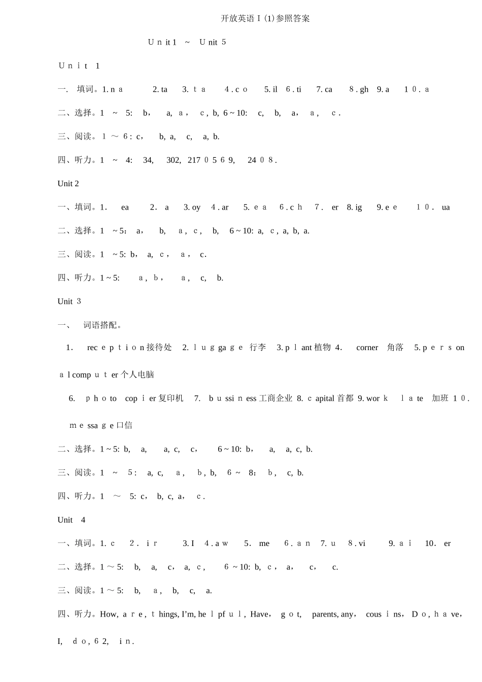 2025年电大开放英语光盘参考答案_第1页