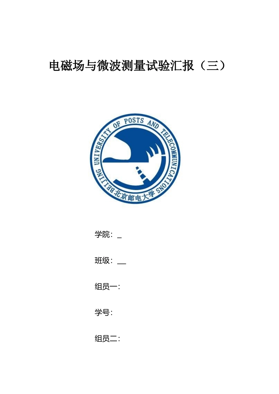 2025年电磁场与微波测量实验报告_第1页