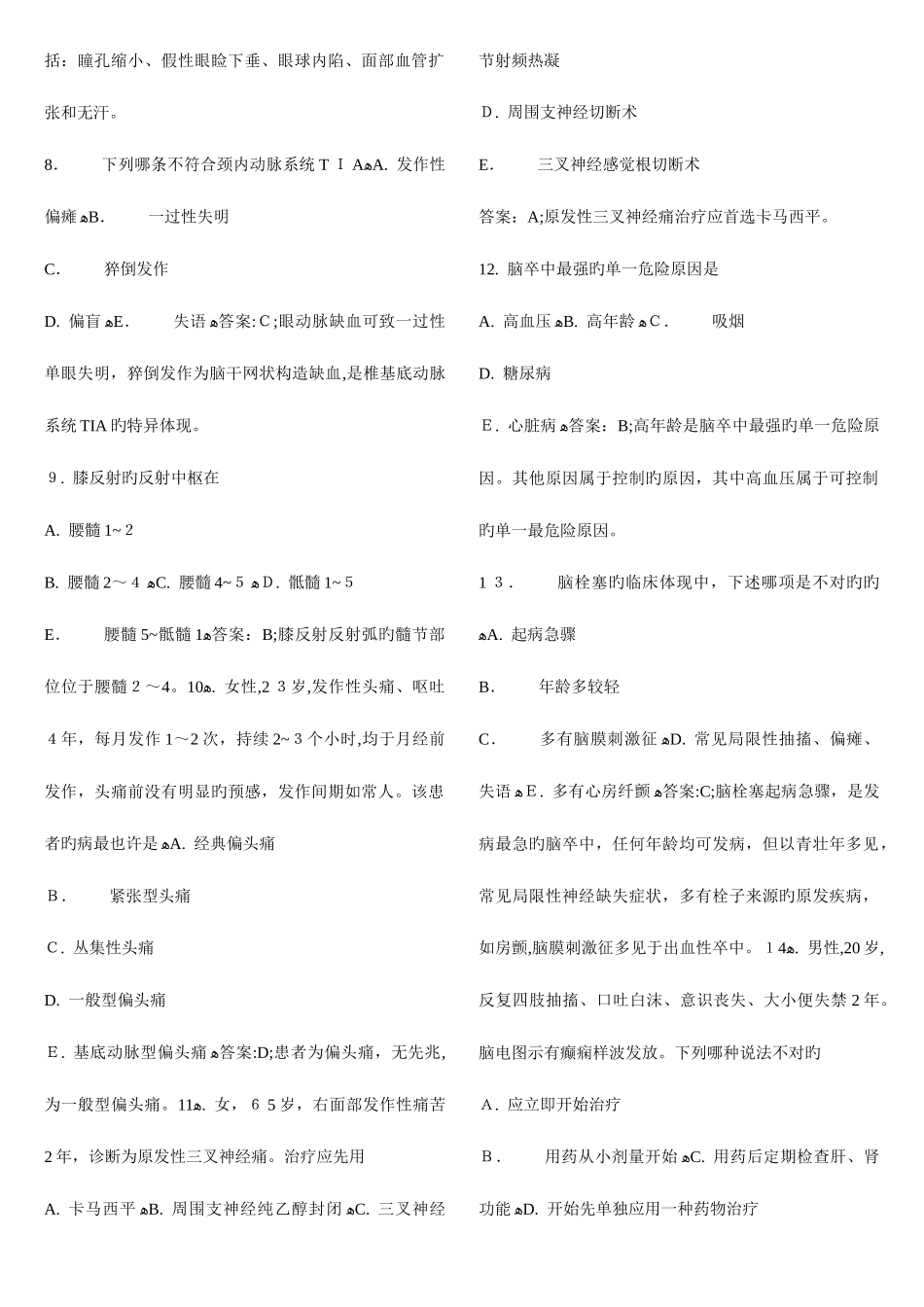 2025年神经内科学中级考试习题_第2页
