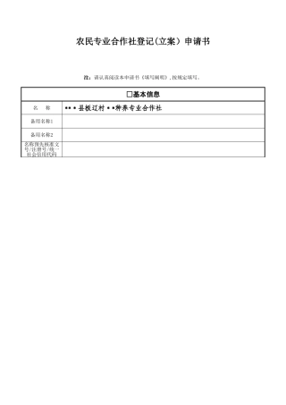 2025年种养合作社登记申请全套资料