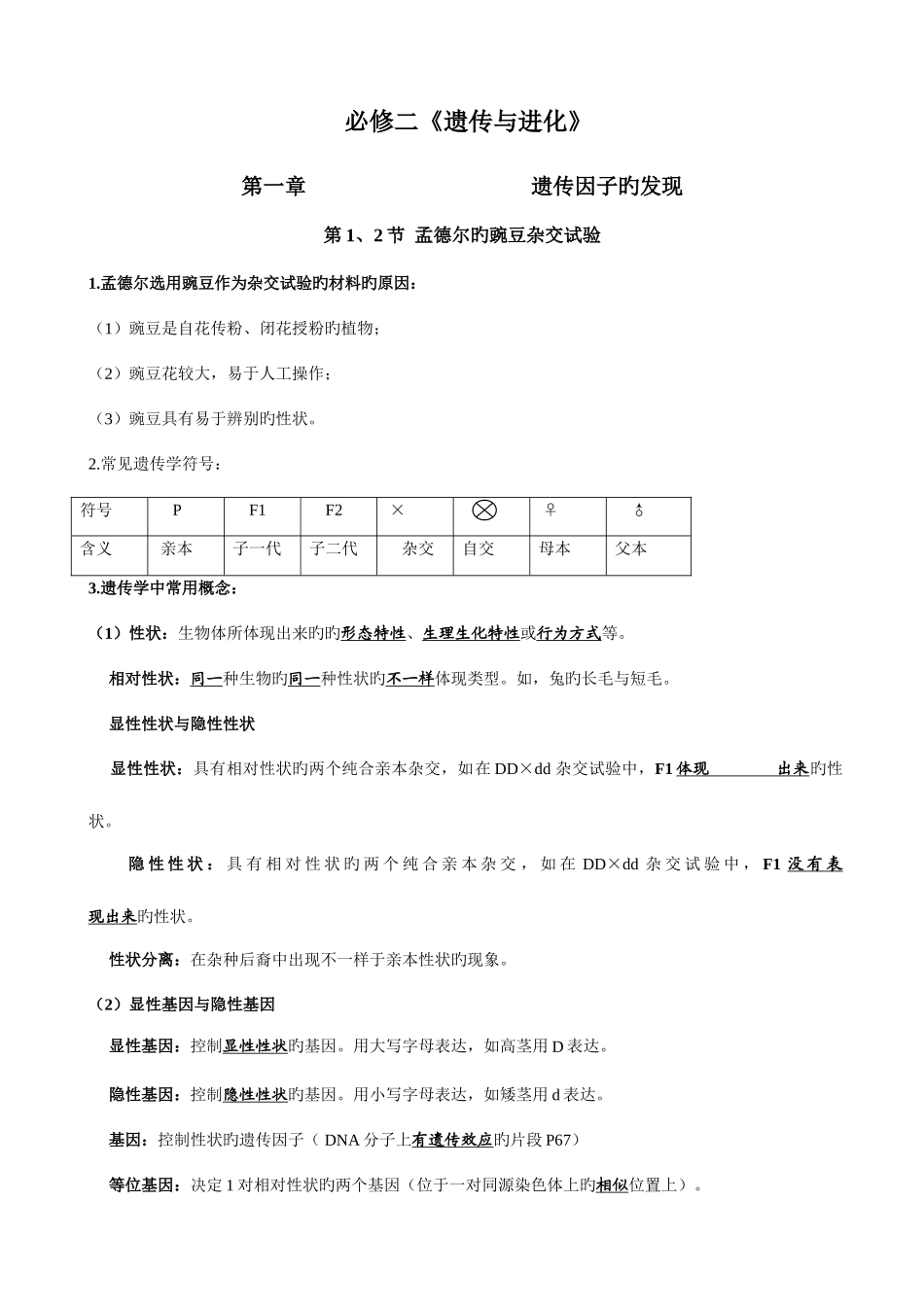 2025年精心总结高中生物必修二会考高考必备知识点大全_第1页